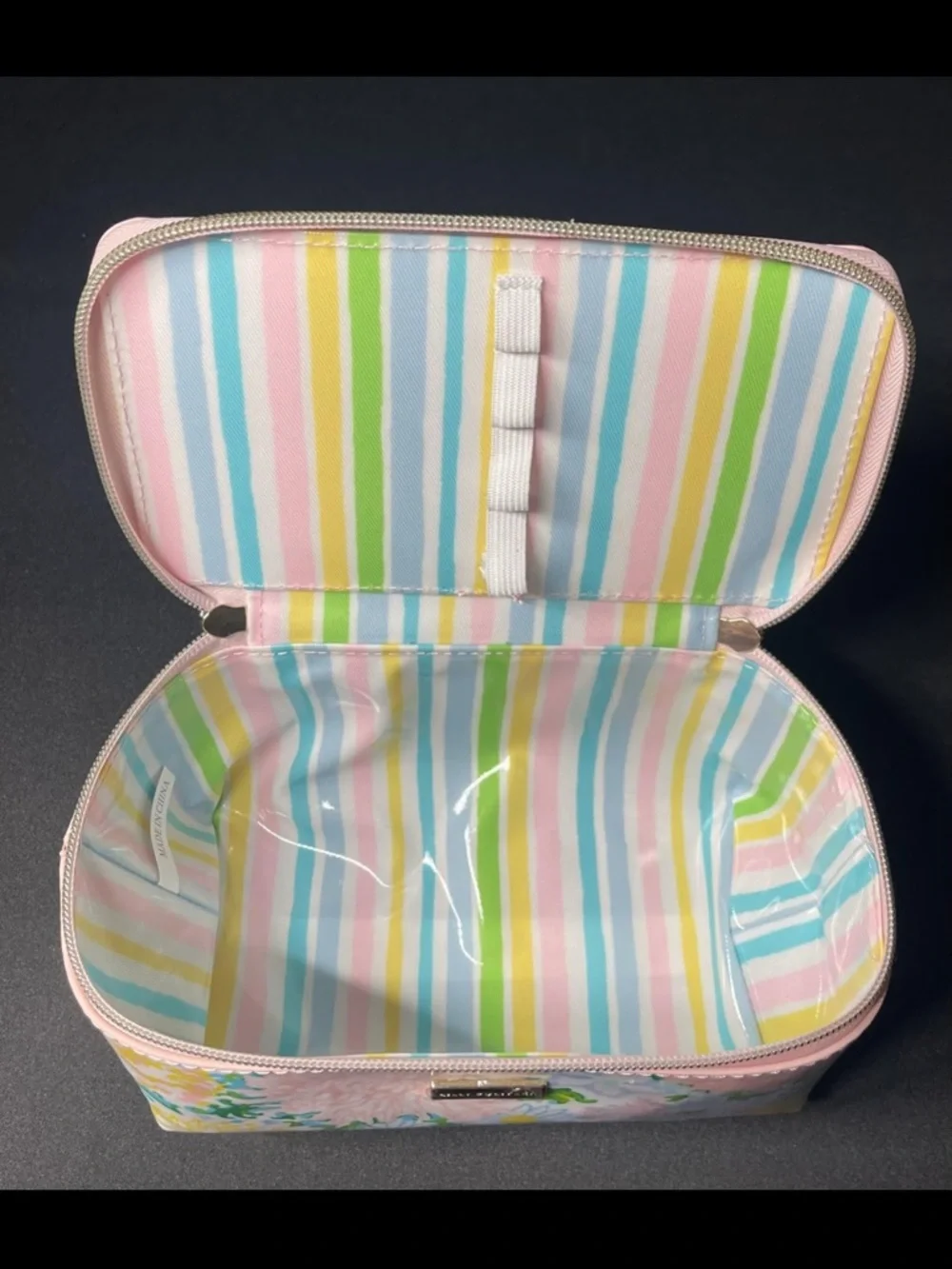 New Lilly Pulitzer Pink Floral Comestic Travel Vanity Bag